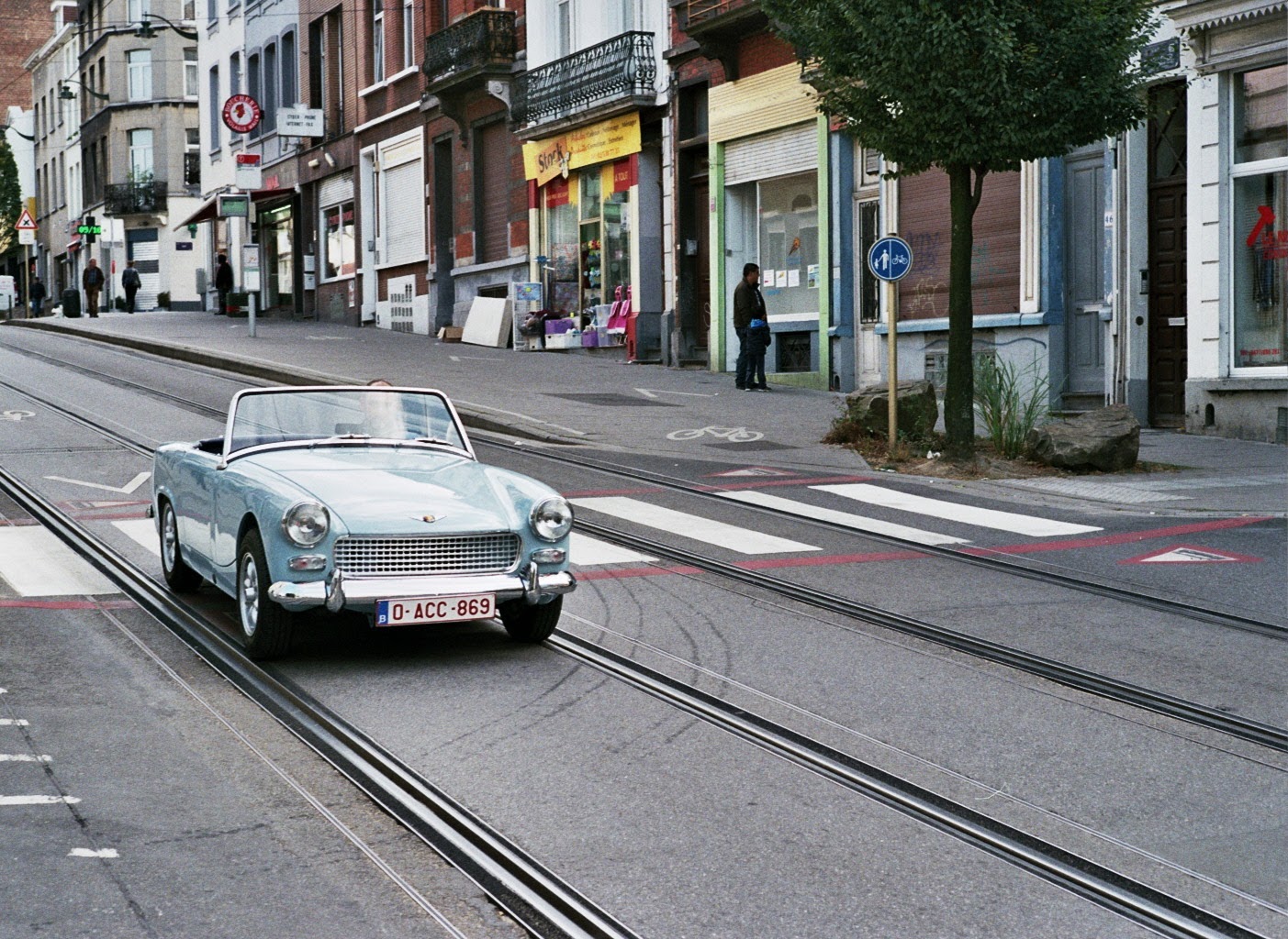 British old-timer in light blue