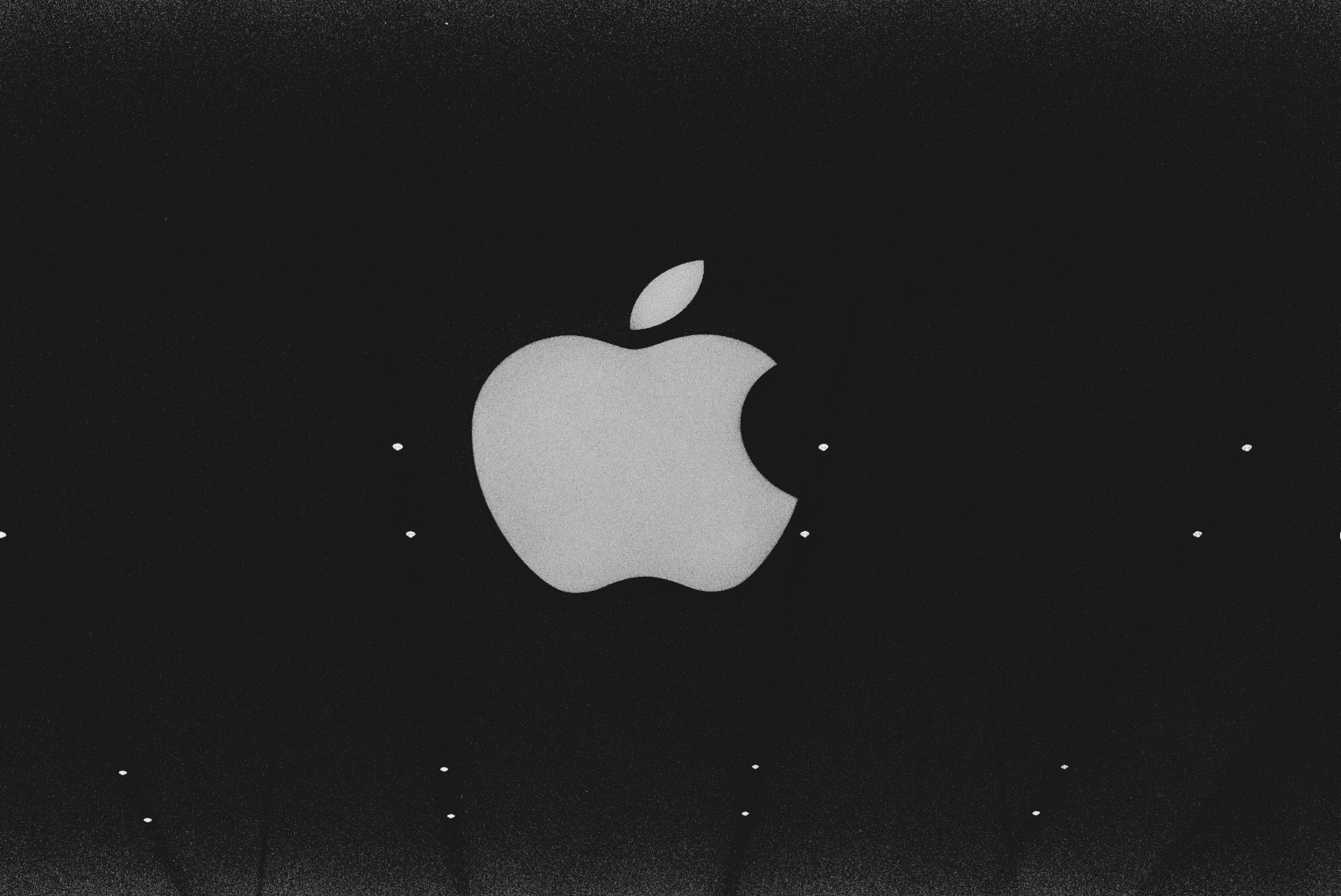 Apple logo Brussels store in black and white